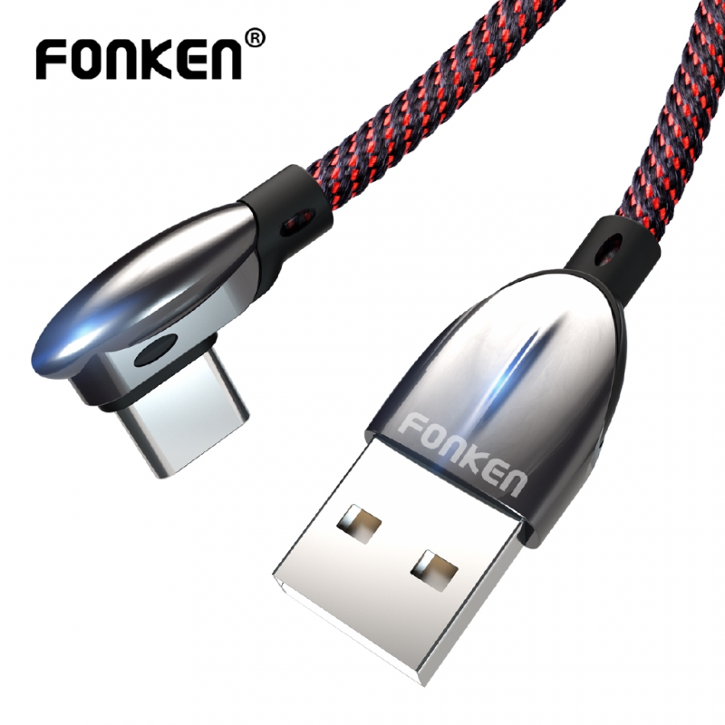 Cáp Sạc FONKEN Đầu Usb Type C 90 Độ 3a Cho Điện Thoại Android