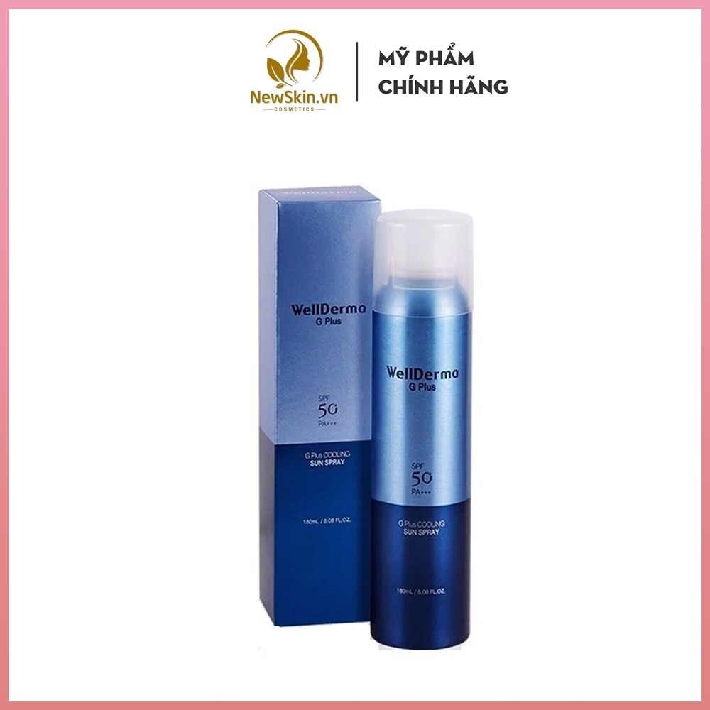 Xịt Chống Nắng Giảm Nhiệt, Làm Mát Da Wellderma G PLus Cooling Sun Spray 180ml