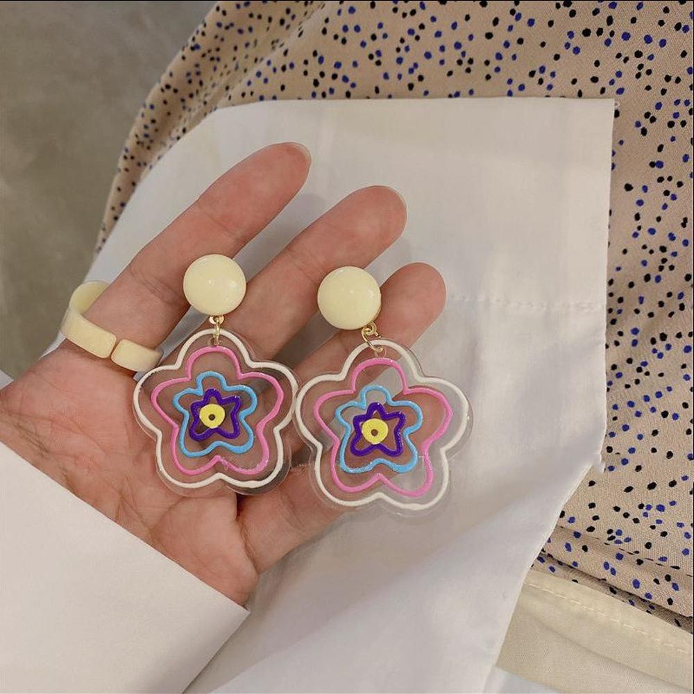 Khuyên Tai Acrylic Trong Suốt Họa Tiết Cây Kem / Cún Phong Cách Vintage Thời Trang