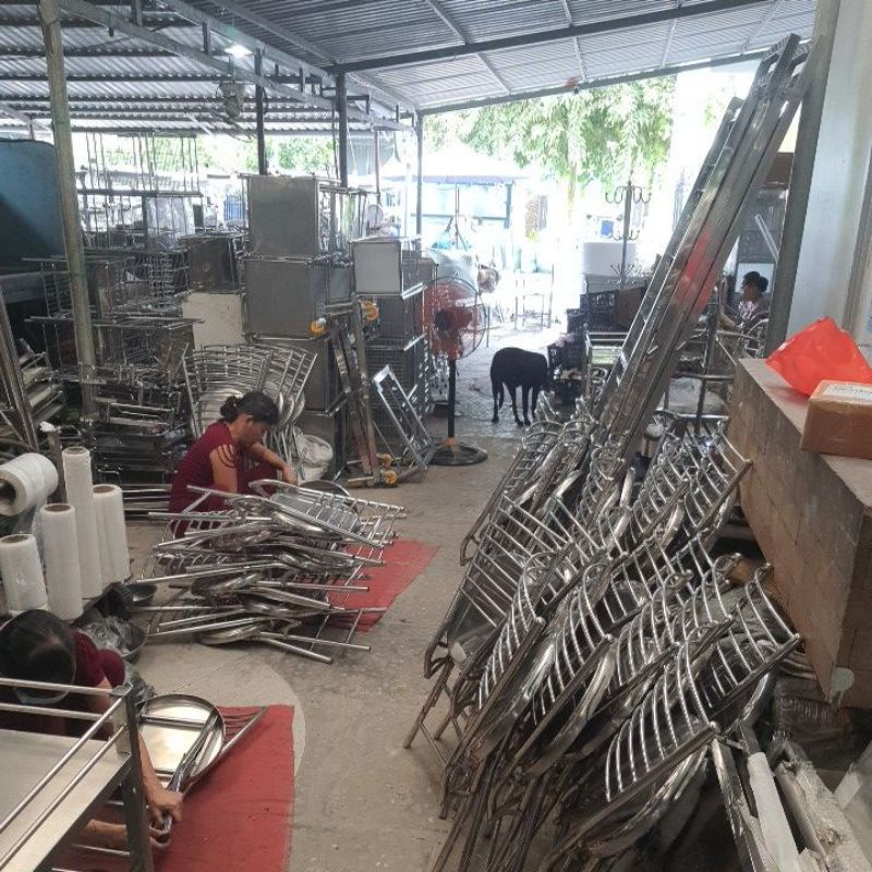 Ghế xếp inox có lưng dựa , cao lên mặt 30cm/50cm . Hàng chất lượng dày 1mm toàn bộ