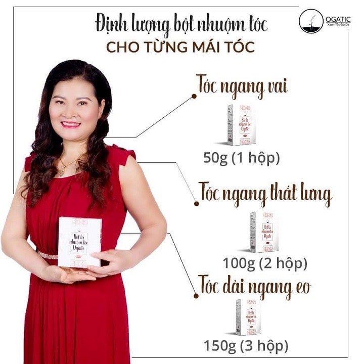 Bột lá nhuộm tóc Ogatic - Màu Nâu Đỏ - 100% từ thảo dược thiên nhiên, không hóa chất (50gr) | BigBuy360 - bigbuy360.vn