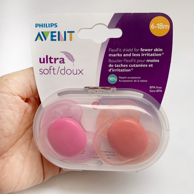 [BÁN SỈ, LẺ] Ti giả chỉnh nha công nghệ mới Philips Avent Ultra Soft (siêu mềm) bé trai/ bé gái 6-18 tháng