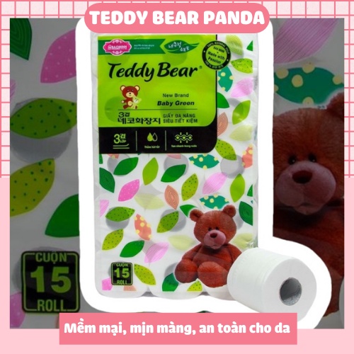 Giấy vệ sinh TEDDY BEAR 15 cuộn có lõi trắng dai mềm mịn giấy lụa