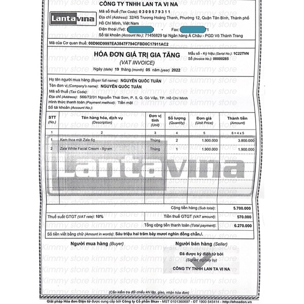 01 hộp kem lan ngọc 100g