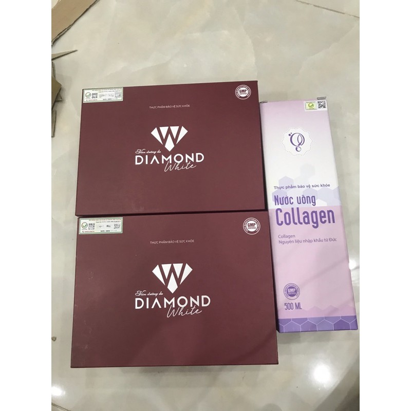 combo 2 hop Viên uống trắng da Ngọc Trinh Diamond  white (chính hãng-tem xoá)tặng kèm 1 chai colagen