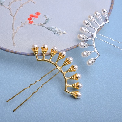 Trâm cổ trang 9 nụ đính ngọc dùng làm phụ kiện trang sức vấn tóc hanfu có sẵn giá cho 1 chiếc
