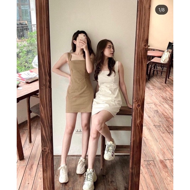 Váy 2 dây bản to bo chun sau cực tôn dáng