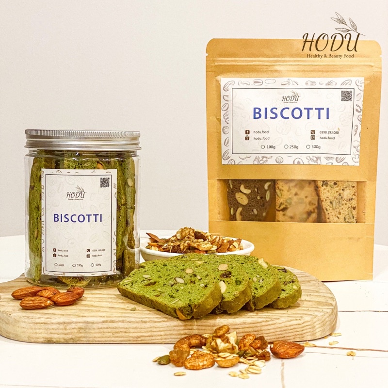 500g Biscotti trà xanh nguyên cám, bánh ngũ cốc nướng ăn kiêng không đường | HODU - Thế giới đồ ăn healthy