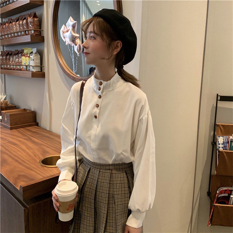 Áo Sơ Mi Tay Dài Dáng Rộng Phong Cách Hàn Quốc Cổ Điển Thời Trang Mới 2022 Dành Cho Bạn Nữ