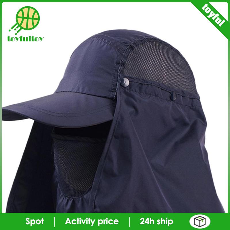 Mũ Lưỡi Trai Có Tấm Che Phủ Cổ Chống Nắng Màu Xanh Dương Đậm Dùng Khi Câu Cá Ngoài Trời