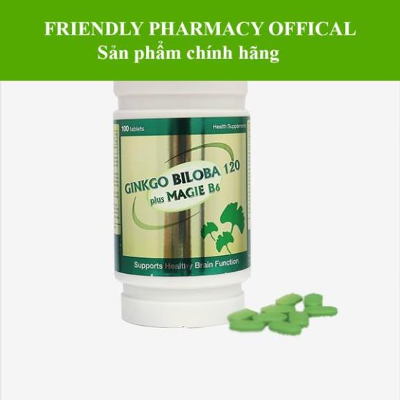 Ginkgo Biloba 120mg Plus Magie B6 – Hỗ trợ hoạt huyết dưỡng não, ngăn ngừa tai biến mạch máu não (Lọ 100 viên)