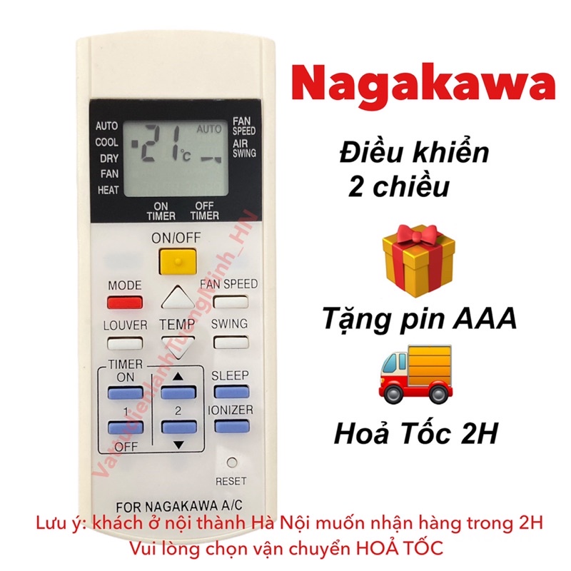 Điều khiển điều hoà Nagakawa hàng thay thế loại tốt - Remote máy lạnh Nagakawa