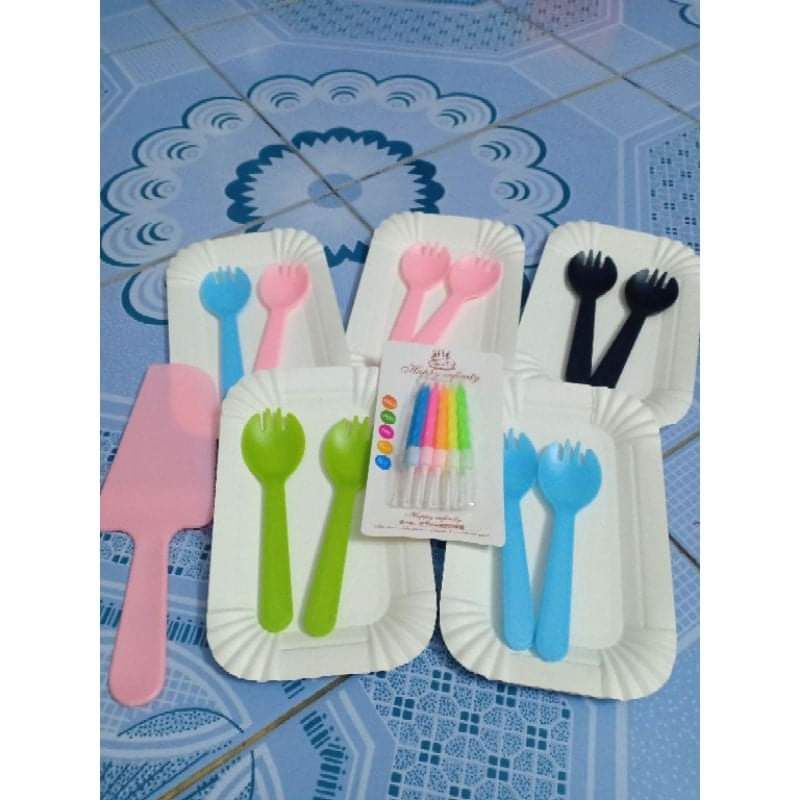 Set thìa giấy nến dao cắt bánh sinh nhật
