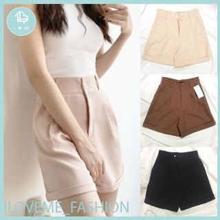 Quần Short Nữ Lưng Cao Gấp Gấu Ống Rộng Loại Đẹp - Quần sooc nữ cạp cao gấp gấu ống rộng