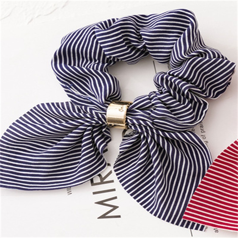 Dây Buộc Tóc Hình Tai Thỏ Chất Liệu Chiffon Phối Kim Loại Thời Trang Cho Nữ