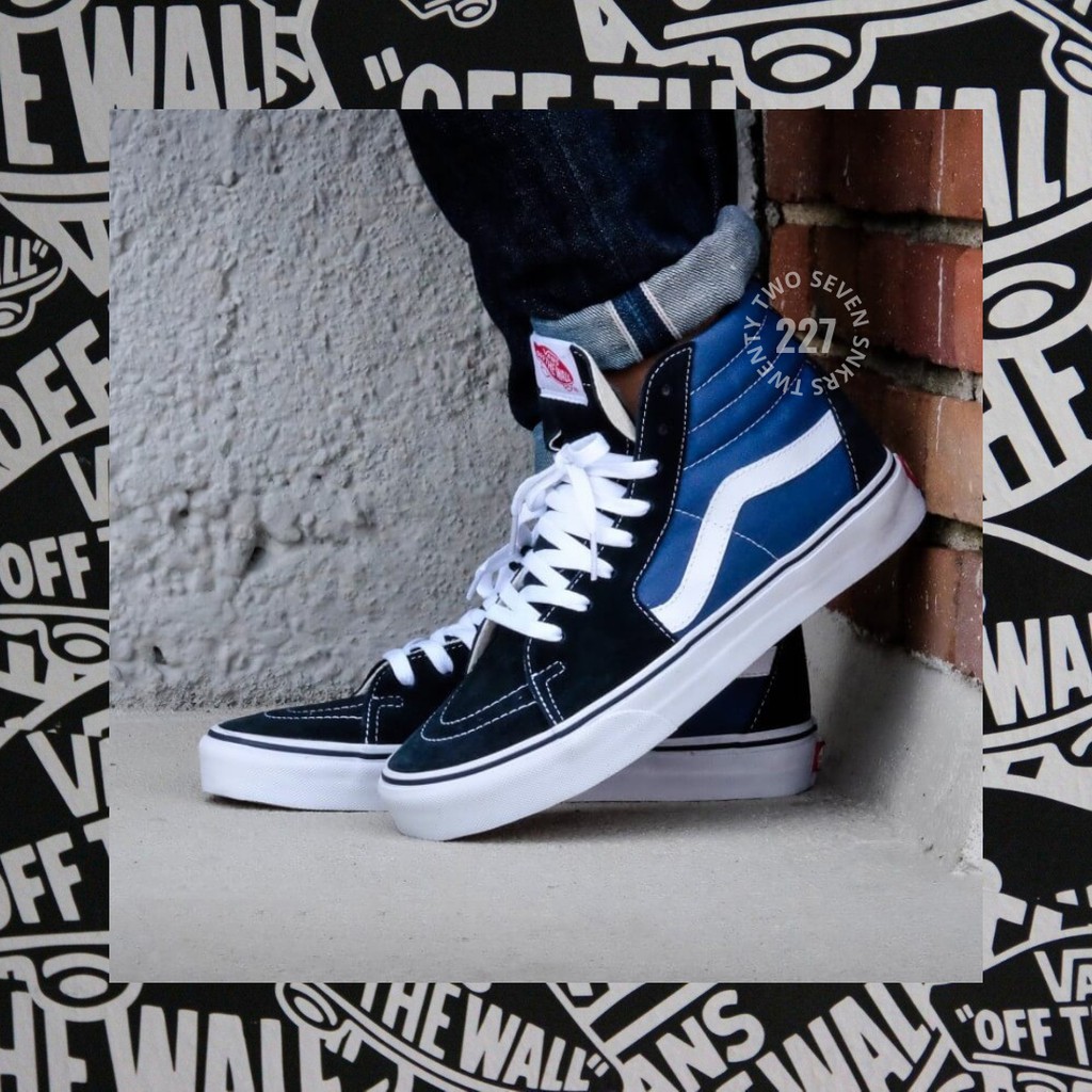 Giày Thể Thao Vans Sk8 Hi Màu Xanh Navy Thời Trang Cao Cấp Cho Nam