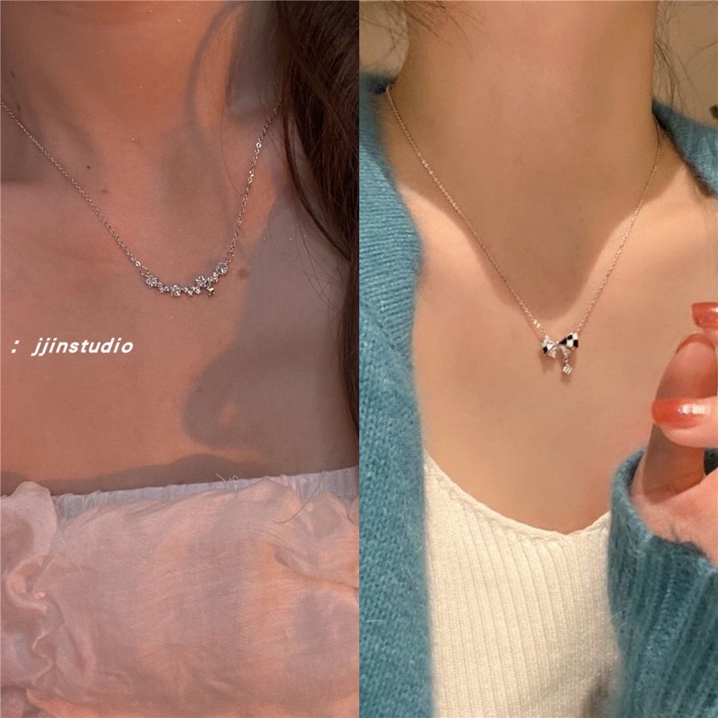 Vòng Cổ choker Mặt Hoa Đính Đá zircon Phong Cách Hàn Quốc Sang Trọng