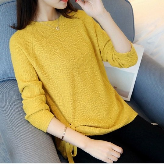 Áo Tay Dài Nữ Có Dây Rút Màu Trơn Co Giãn Phong Cách Hàn Quốc
