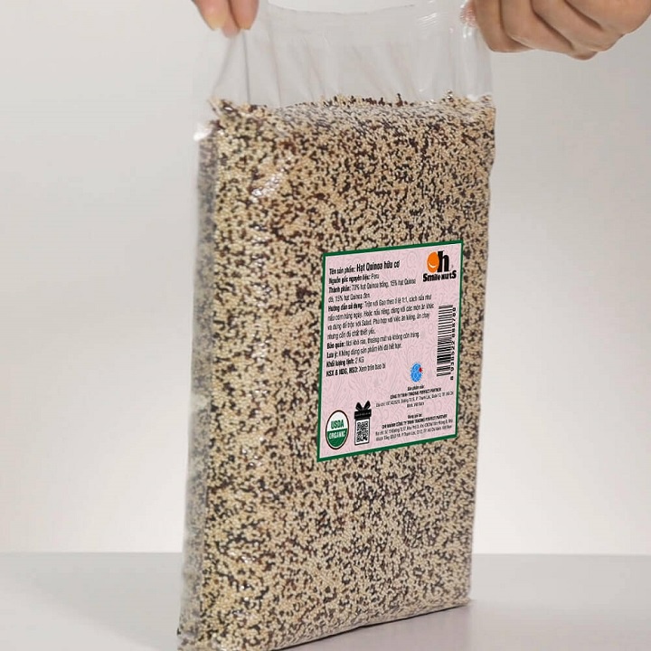 2Kg Hạt Diêm Mạch (Quinoa) Mix Hữu Cơ Peru SMILENUTS (túi 2 Kg) _ Sản phẩm gồm: Quinoa trắng, quinoa đen và quinoa đỏ