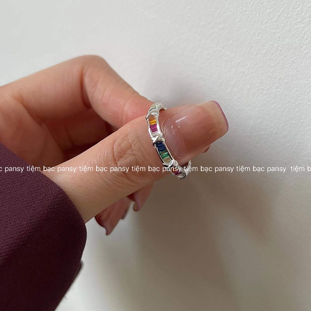 Nhẫn bạc nữ PANSY thiết kế cầu vồng thời trang - Nhẫn nữ bạc ta phong cách cá tính