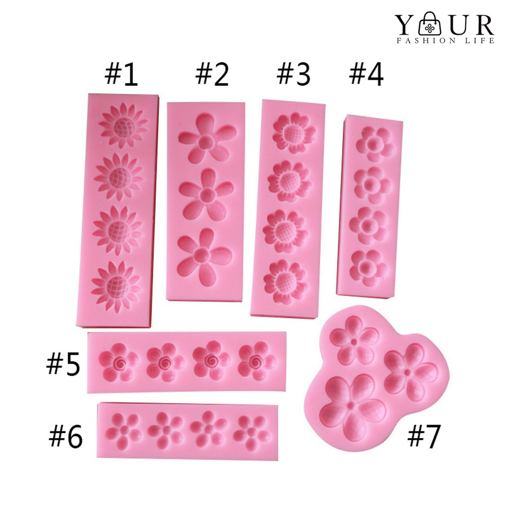 Khuôn Silicon Làm Bánh / Xà Phòng / Đất Sét Hình Bông Hoa Dễ Thương DIY