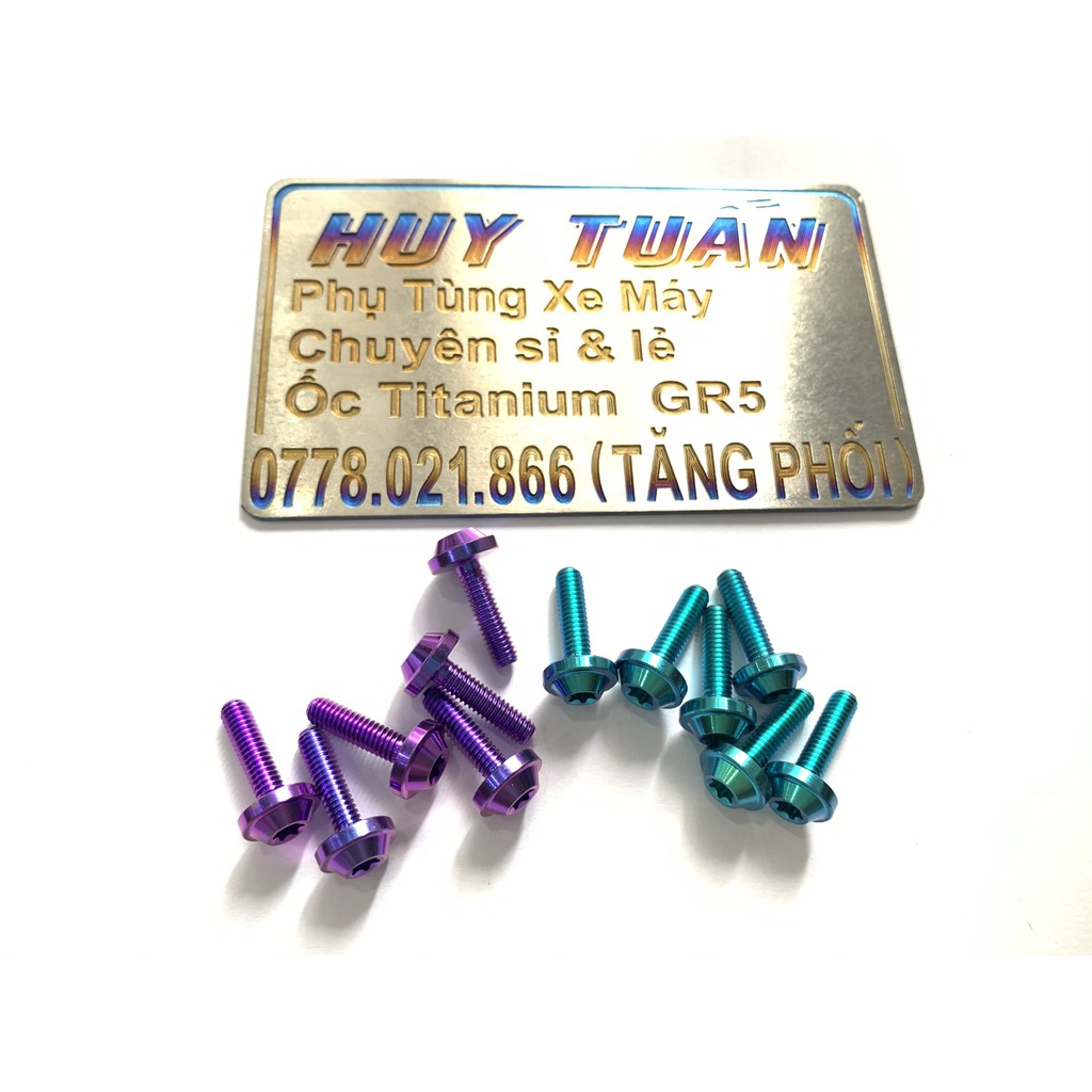 Ốc 4li15 dù nhỏ Titan Gr5 cao cấp , ốc titan 4li gắn nắp dầu các dòng xe