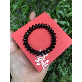 Vòng tay gỗ mun vân hạt dẹt