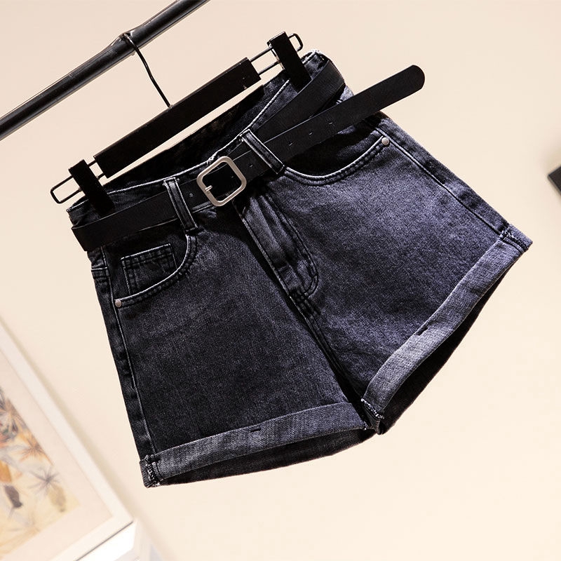 Ready Woman With Short Collar Fashion Casual High Waist Denim Shorts With Wide Borders And Wide Legs