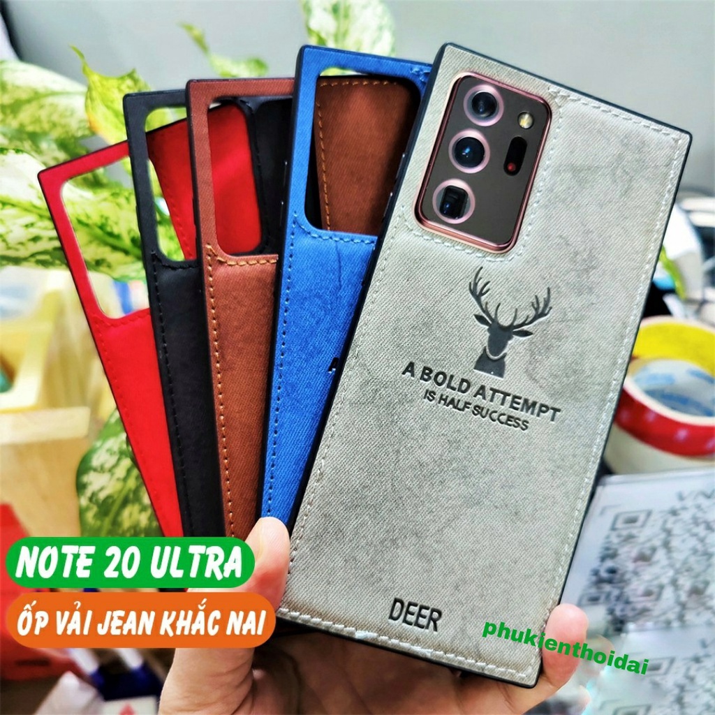 Ốp lưng Samsung Note 8 / Note 9 / Note 10 Plus / Note 20 Ultra / S22 Ultra  chống sốc Vải hươu In 3D thời trang cao cấp