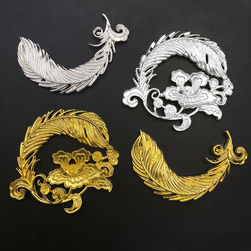 1 phiến đúc họa lông vũ 36*52mm nguyên liệu làm trâm làm trang sức cổ trang cosplay cổ phục có màu KC