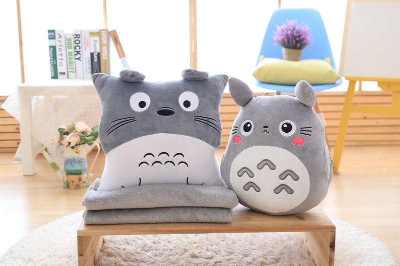 Bộ Chăn Gối 3 Trong 1 Giữ Ấm Tay Hình Totoro Đáng Yêu