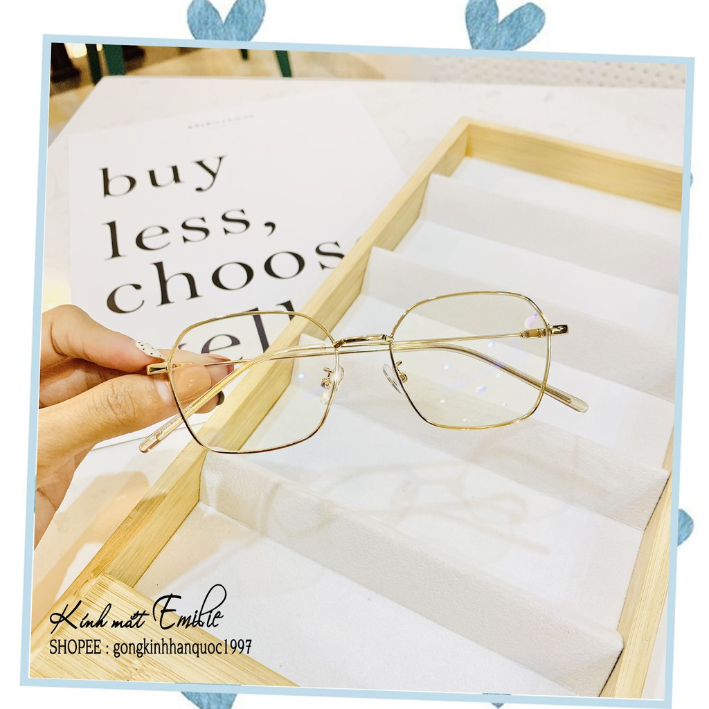 Gọng kính mảnh nhẹ vuông ⚡𝑭𝑹𝑬𝑬𝑺𝑯𝑰𝑷⚡ đa giác nam nữ Kính mắt Emilie phụ kiện thời trang 72328 | BigBuy360 - bigbuy360.vn