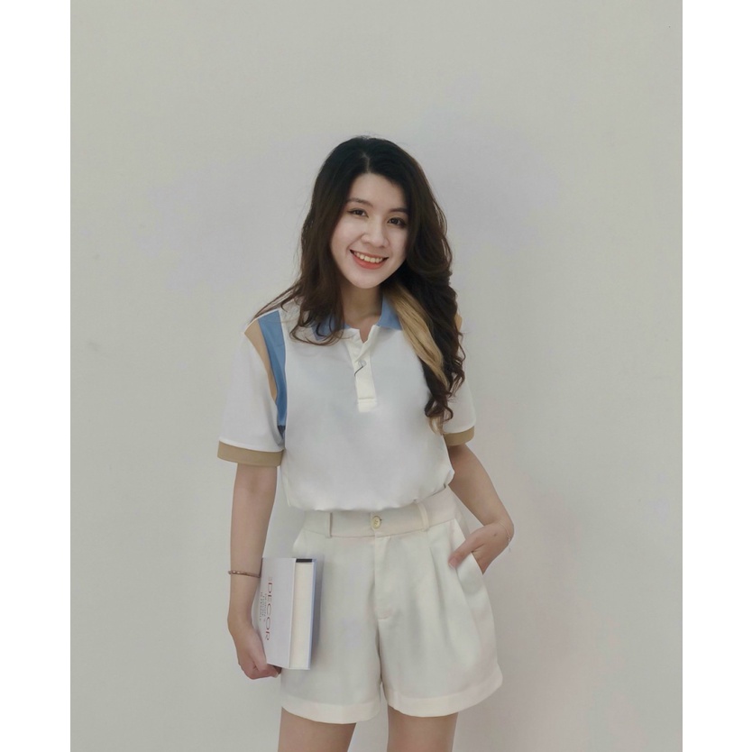 Áo Thun Nữ Cổ Bẻ Phối Sọc Vai Xanh Chuẩn Size Mặc Đẹp Tôn Dáng [NEW UNISEX]