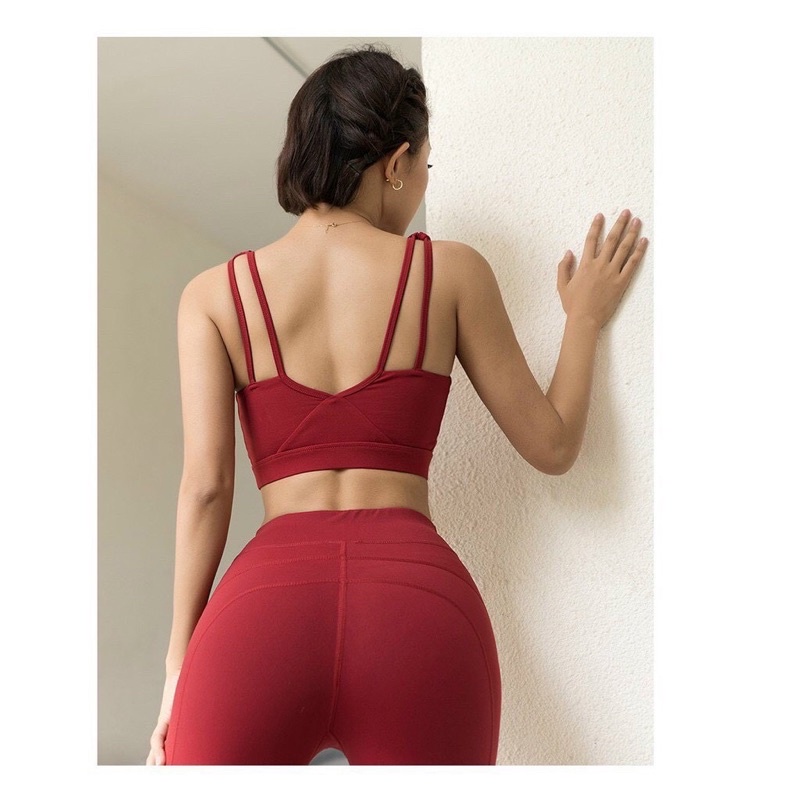 Bộ tập bra dây đôi  cài sau thể thao tập gym yoga nữ