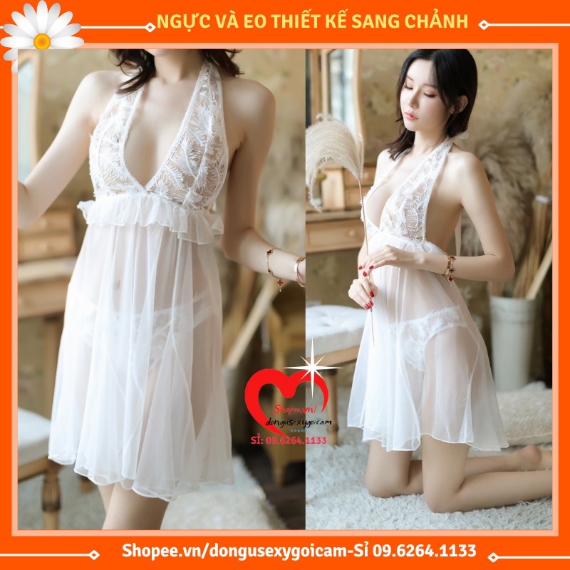 Váy Ngủ 2 Dây Sexy Nữ Dễ Thương Gợi Cảm Xuyên Thấu Kèm Quần Lót Lọt Khe Sexy Màu Trắng Bigsize Giá Rẻ | BigBuy360 - bigbuy360.vn