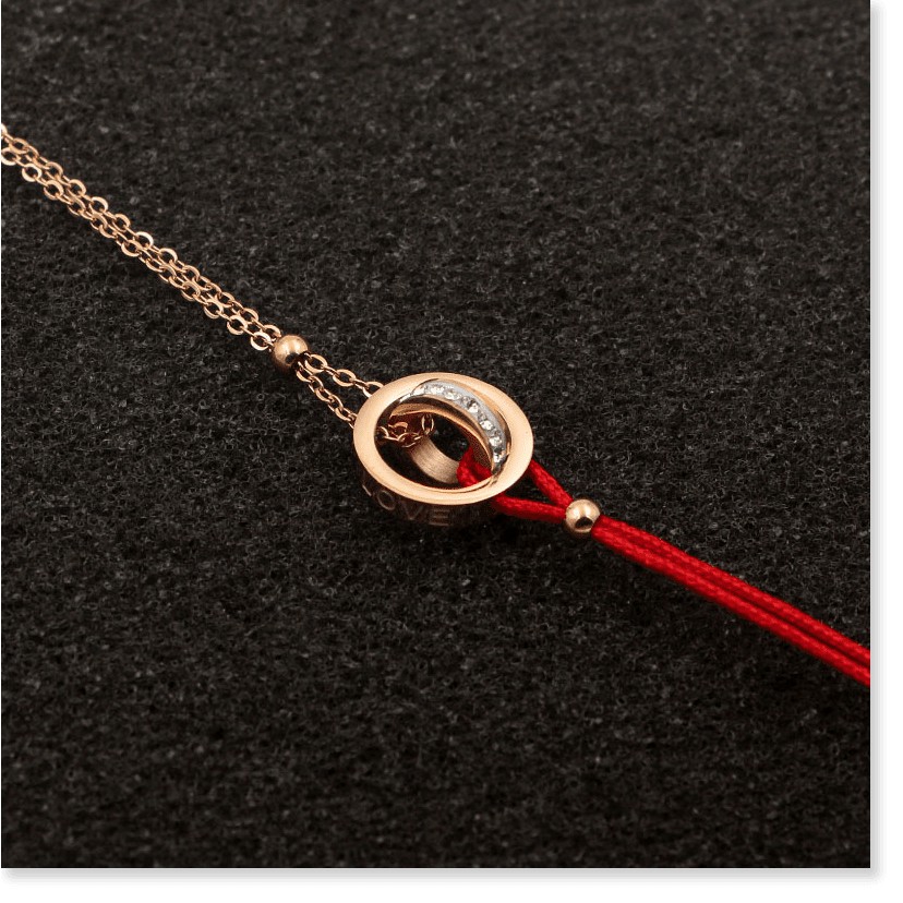 Vòng tay lắc tay nữ titan chỉ đỏ lòng đá H14-206A - CAM KẾT KHÔNG GỈ, KHÔNG BAY MÀU - BẢO HÀNH 12 THÁNG