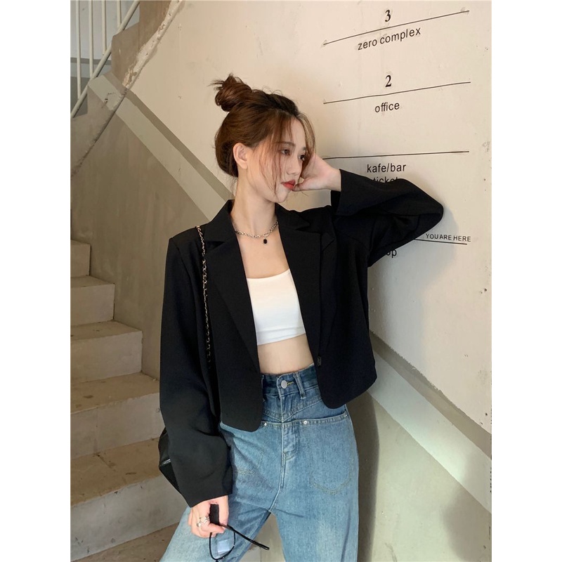 Áo Khoác Vest Tay Dài Dáng Rộng Phong Cách Hàn Quốc Dành Cho Nữ