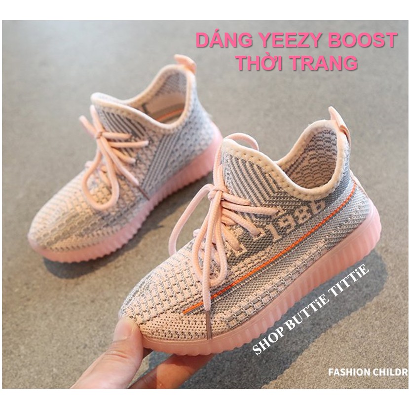 GIÀY SNEAKER TRẺ EM DÁNG YEEZY BOOST ĐẾ ÊM THOÁNG KHÍ 4 MÙA (hàng order Quảng Châu, 7-10 ngày giao hàng)