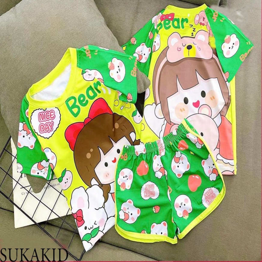 ( Km ) Combo 3 Bộ đồ siêu cute chất liệu thoáng mát mềm mịn hinh bé happy hồng bé bò sữa. gái gấu thỏ. 6kg đên 40kg.GN09