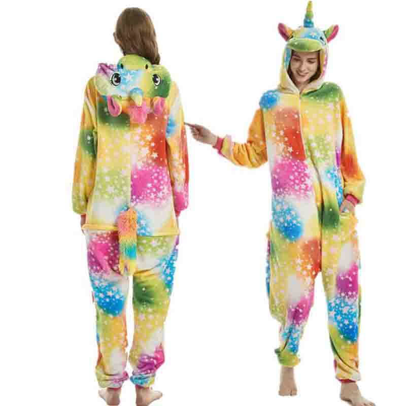 Rainbow Kigurumi Adult Women  Pajama Animal Anime Cosplay Party Performance Halloween  Pijama