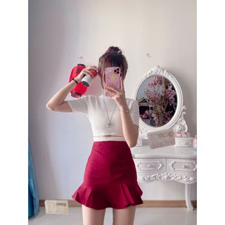 Set áo croptop tay ngắn phối chân váy đuôi cá