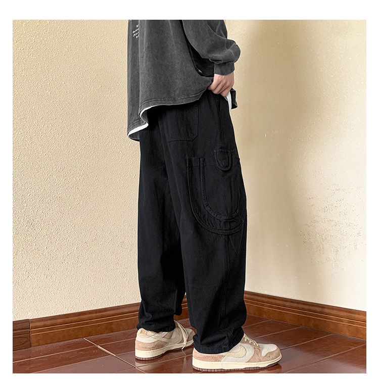 Quần Baggy Dài Ống Rộng Màu Sắc Đơn Giản Có Size Lớn M-8XL Dành Cho Nam Giới