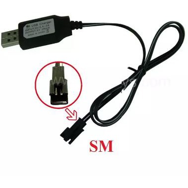 Dây cáp sạc pin Ni-MH USB 4.8V 6V 7.2V 250mA giắc SM JST (jack cắm) có đèn báo đầy pin dành cho xe điều khiển, flycam