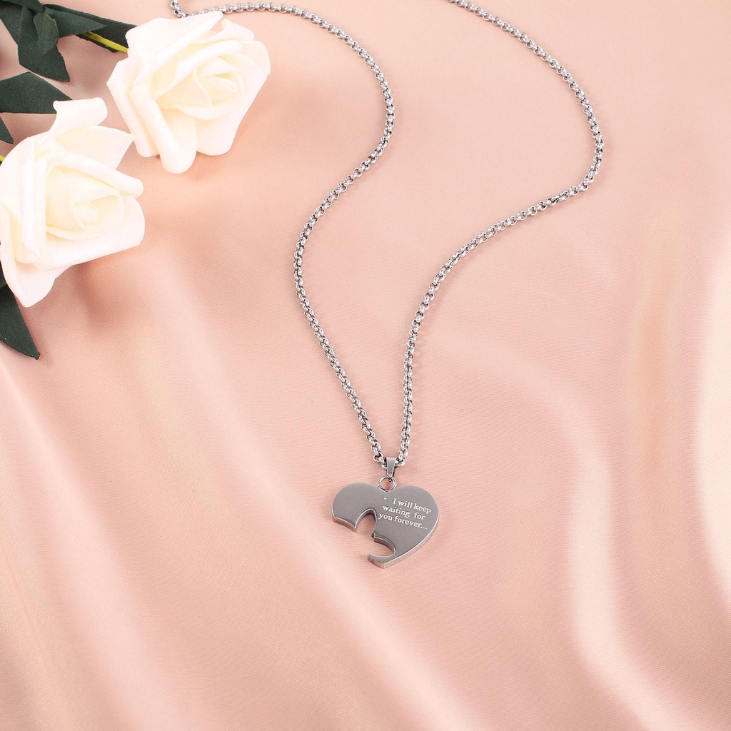 Vòng cổ Choker Bằng Thép Không Gỉ Mặt Hình Trái Tim Thời Trang Cho Cặp Đôi