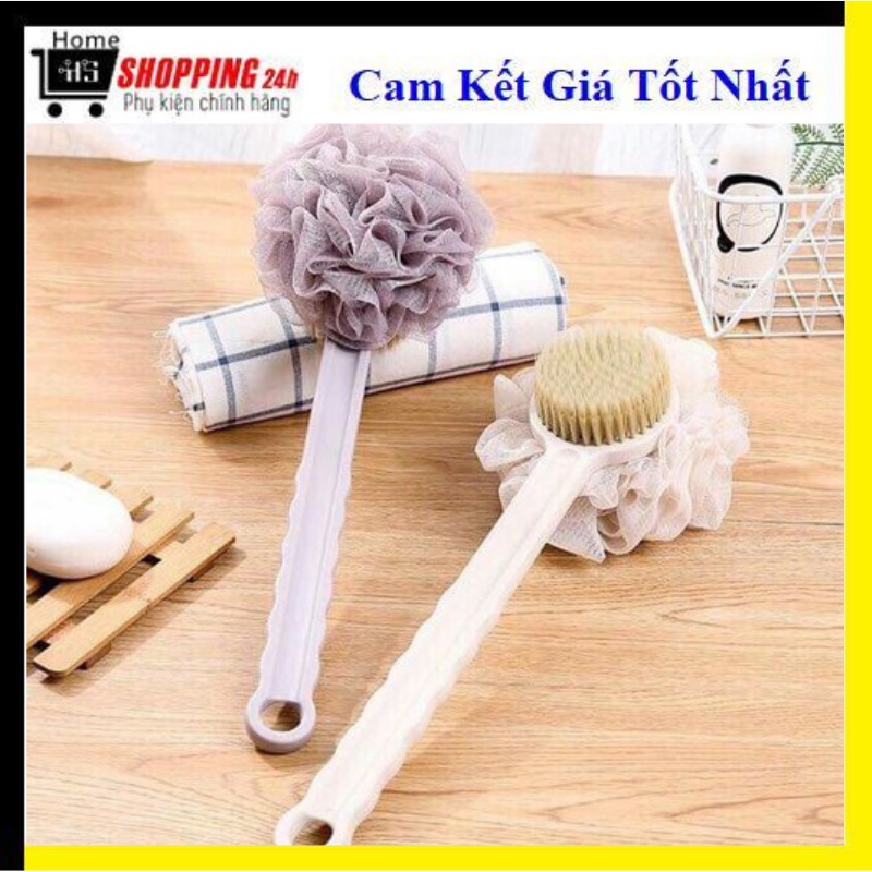Cây cọ lưng 2in1 kèm bông tắm  mềm mại, massage lưng tiện lợi