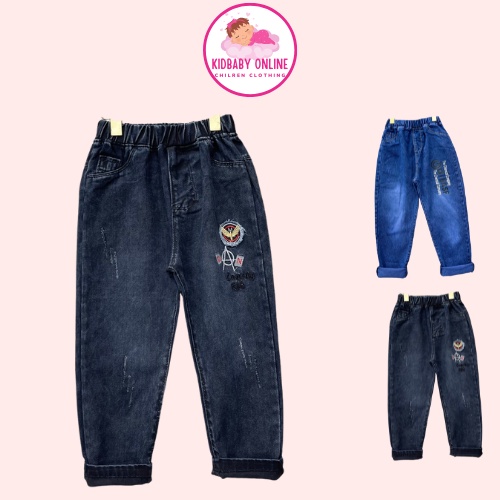 Quần Jeans Ống Rộng Thời Trang Cao Cấp Dành Cho Bé Trai 6-12 tuổi- Quần bò Jeans cho bé trai 25-50kg KidbabyOnline K143