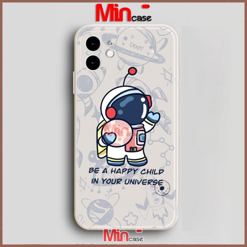 Ốp lưng iPhone Phi hành gia Cute cạnh viền vuông silicon mềm dẻo cho iphone 6/6s/7/8/X/XS/11/12/13 Pro Plus Max