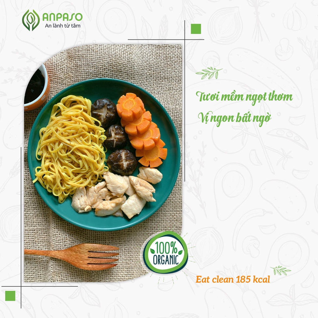 Mì Củ Nghệ Nguyên Chất Anpaso Eat Clean, Thanh Mát, Giảm Cân, Ăn Chay, Bổ Sung Chât Xơ, tốt cho tiêu hóa 120g | BigBuy360 - bigbuy360.vn