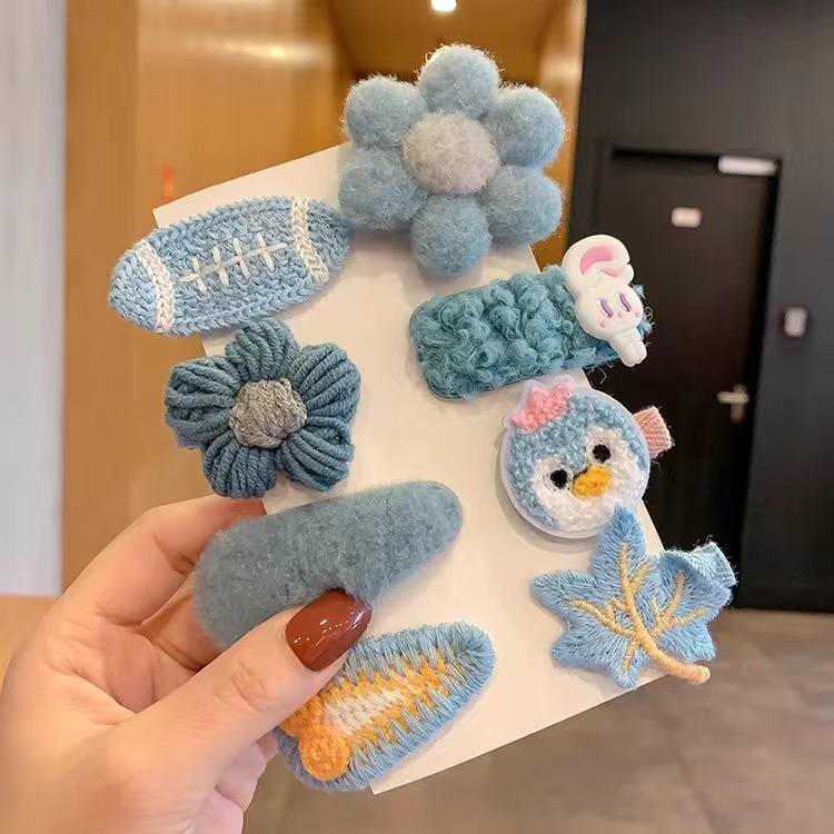 Set 8 - 10 kẹp tóc thu đông phong cách Hàn Quốc dễ thương dành cho bé