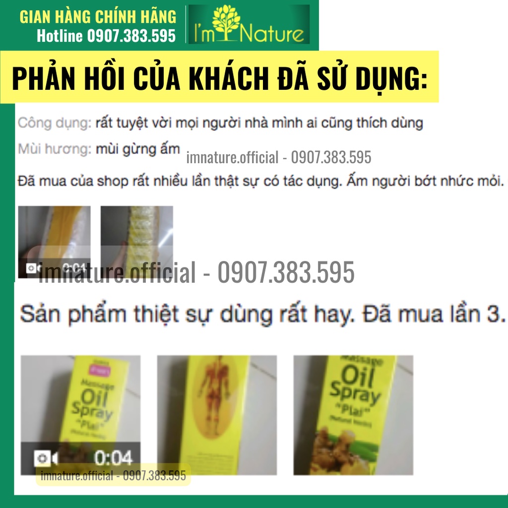 Dầu Xịt Gừng Nóng Xoa Bóp Giảm Đau - Đầu Xịt Phun Sương 300ml - BANNA OIL SPRAY NATURAL HERBS Thái Lan